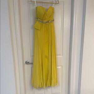 Terani Couture Strapless Yellow Gown